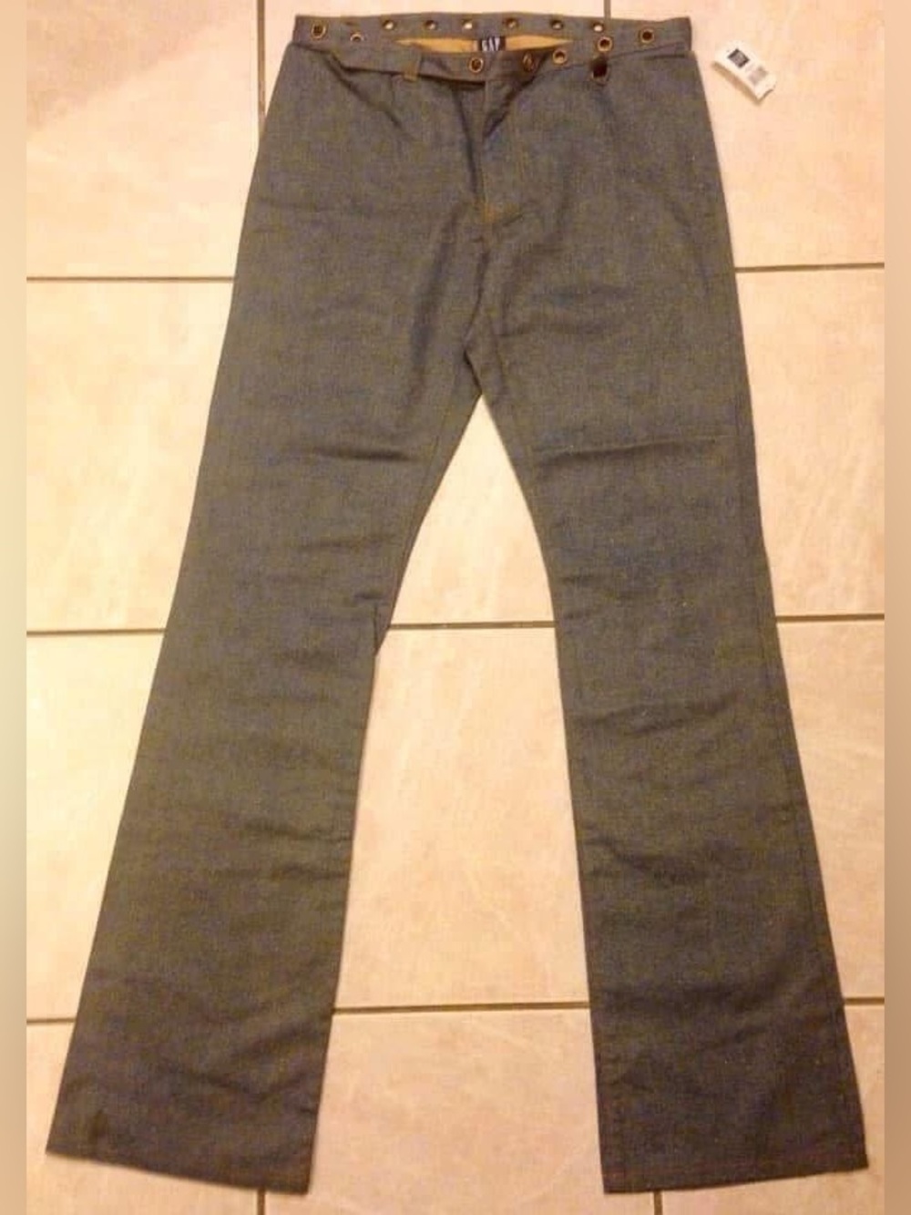 NWT Gap blue metallic gold belted rivet jeans—womens size 4